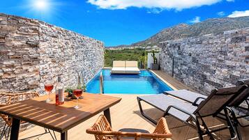 Design Apartment, 1 Bedroom, Private Pool, Sea View | Terrace/patio