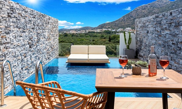 Design Apartment, 1 Bedroom, Private Pool, Sea View | In-room safe, individually furnished, iron/ironing board, free WiFi