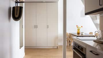 Spacious studio with mezzanine | Desk, blackout curtains, soundproofing, iron/ironing board