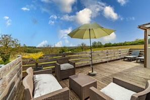 Terrace/patio - "Gîte Bellevue" with Shared Pool, Private Terrace, and Wi-Fi (PAULIN)
