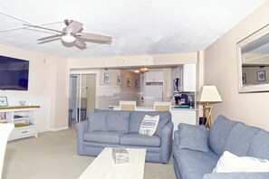 TV, DVD player, stereo - Beautiful sunset and ocean view from 2 Bedroom Condo with Free WiFi and an Outdoor Pool Located in Midtown Only Steps to Beach! (Ocean City)