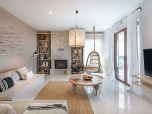 Villa | Living area - Villa in Agia Pelagia With Pool & Sea Views (Malevizi)