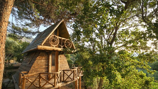 منزل صغير ديلوكس - بمنظر للبحر (Tree House) | مكتب ومساحة عمل للكمبيوتر المحمول وتجهيزات عازلة للصوت وواي فاي مجانًا