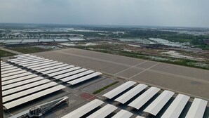 An airport terminal with multiple rows of seating and a large open area in the foreground. - Cozy Studio At 31Th Floor Tokyo Riverside Pik 2 Apartment (Teluknaga)