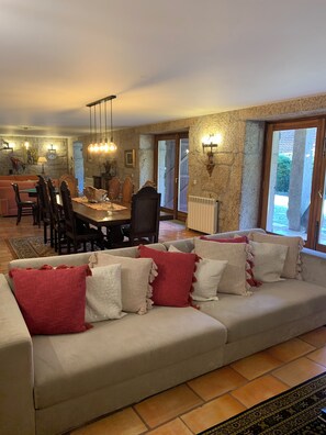 Smart TV, chimenea, reproductor de DVD y libros 