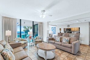 Smart TV, fireplace, DVD player, books