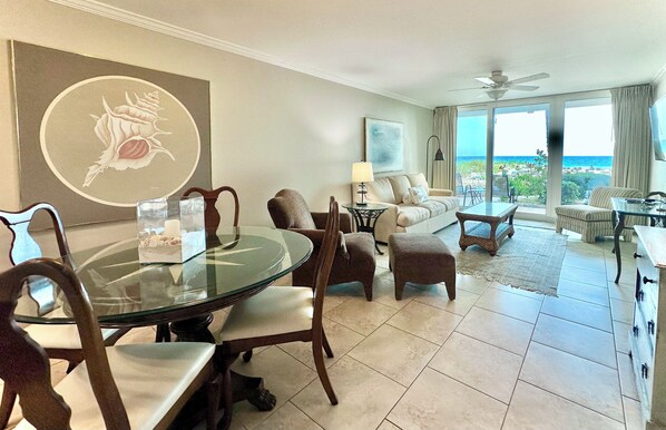 Smart TV, DVD player, books, stereo