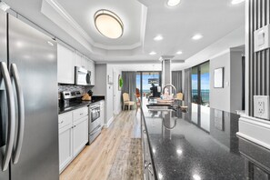 Fridge, microwave, oven, stovetop - Gulf Front Corner Unit 3rd Floor! Free Beach Chairs! PW308 (Panama City Beach)