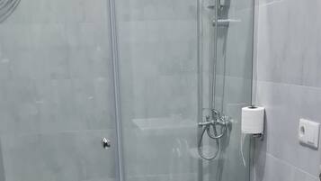Shower, slippers, towels