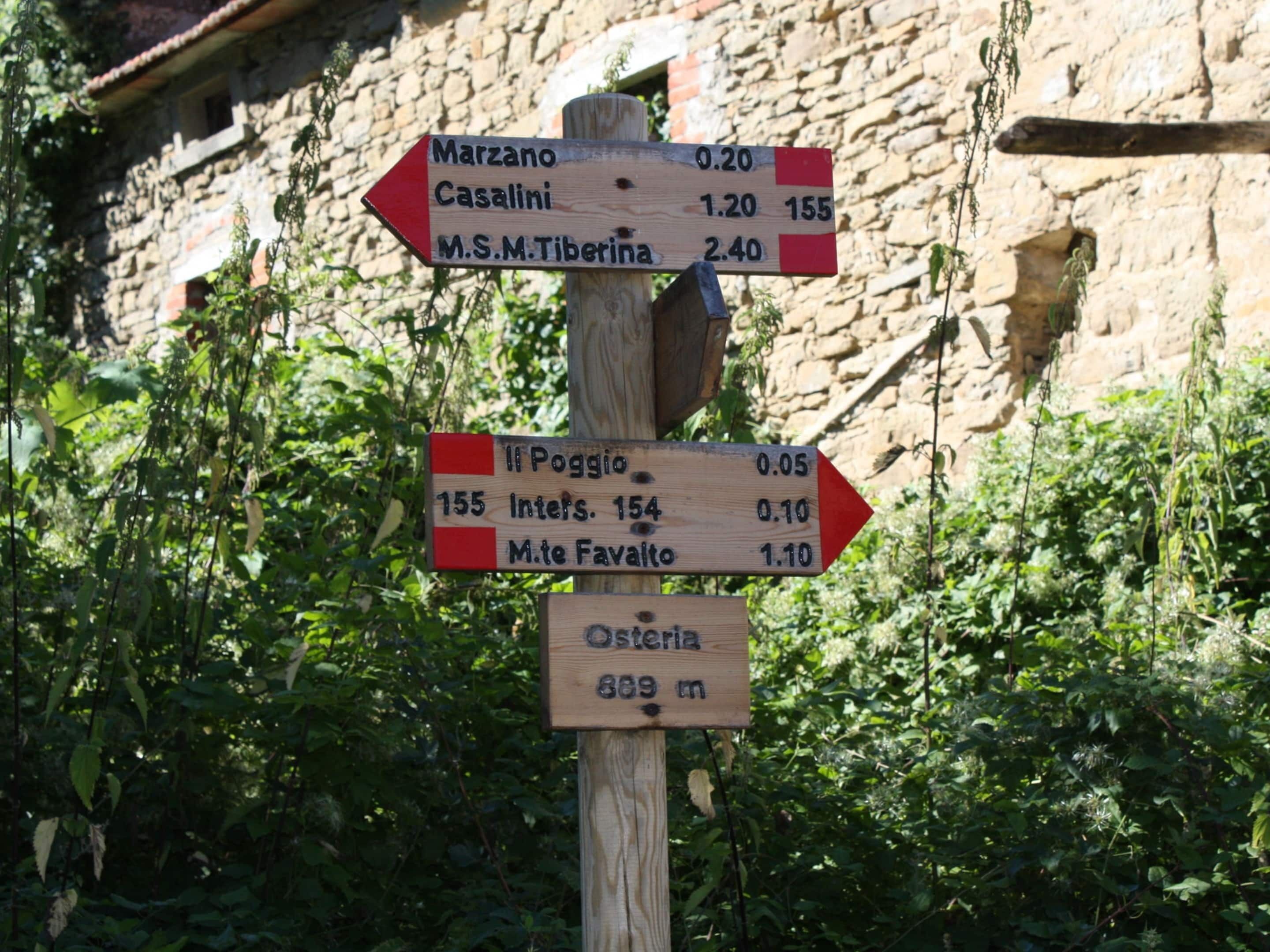 Un cartel de madera con varios indicadores que señalan diferentes destinos y distancias.