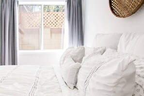 1 bedroom, desk, iron/ironing board, travel cot