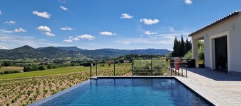 Villa piscine avec vue sur les vignes de Rasteau et le Mont Ventoux