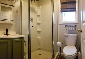 Dusche, Handtücher, Seife, Shampoo