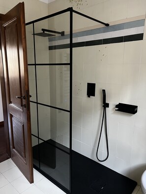 Ducha, secador de pelo, bidé y toallas