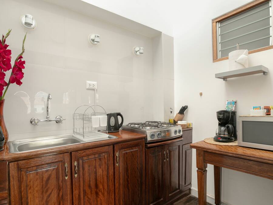 Luxe kamer, 1 twee- of 2 eenpersoonsbedden, 1 kingsize bed met slaapbank, uitzicht op stad | Privékeuken