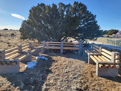 Naturistic Bell Tent with Firepit Overlooking the Mountains!