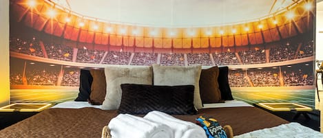 4 soveværelser, skrivebord, strygejern/strygebræt, weekendseng