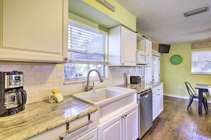 Fridge, microwave, stovetop, dishwasher - Cape Canaveral Cottage w/ Hot Tub: Walk to Beach (Cape Canaveral)