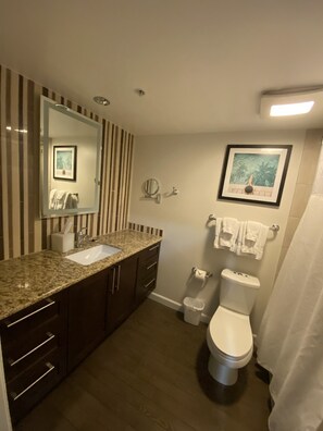 Combined shower/tub, hair dryer, towels, soap - Coachella 2026! 2nd Weekend Marriott Shadow Ridge Resort Studio (Palm Desert)