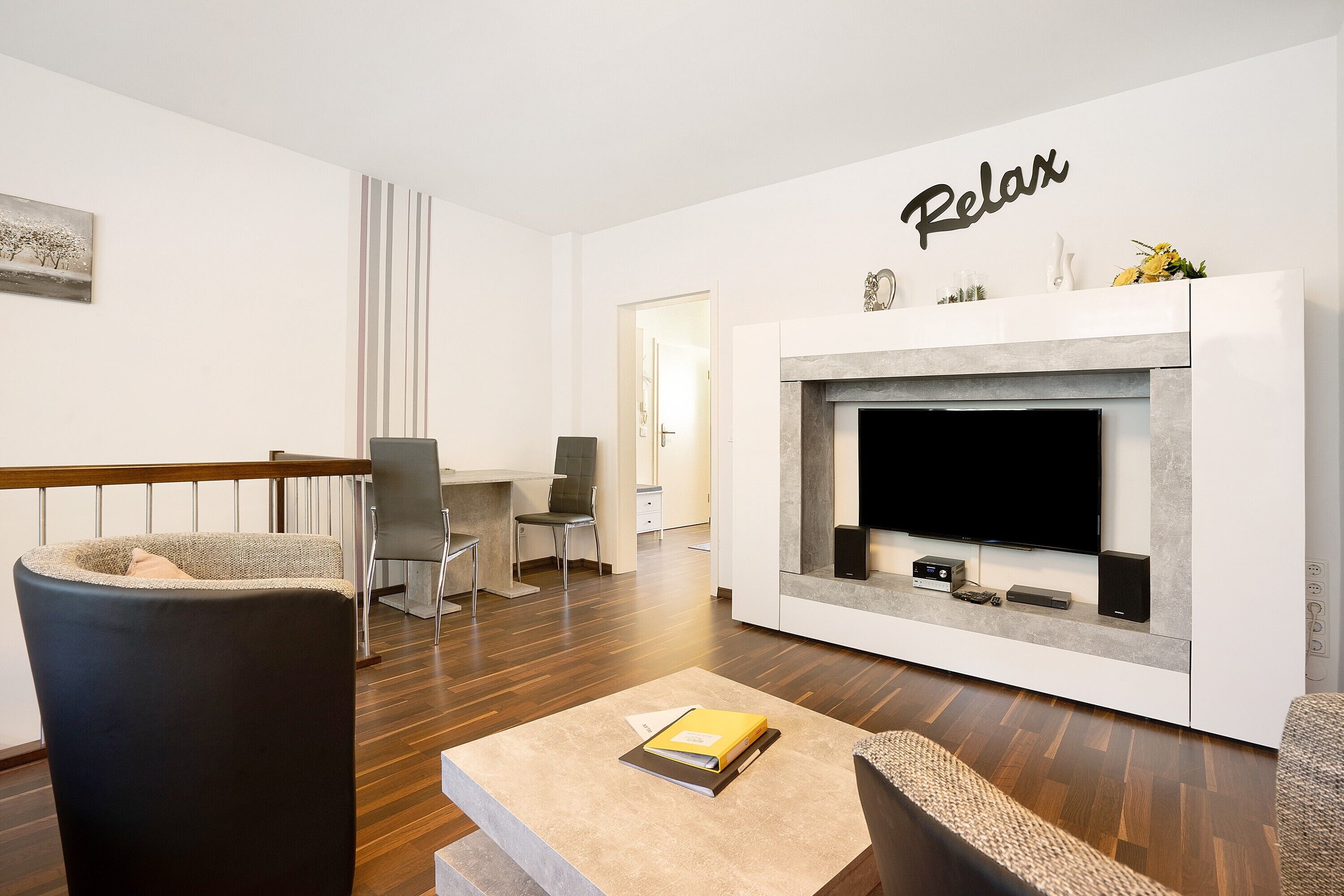 TV, DVD player, stereo