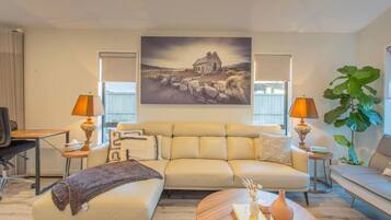 Smart TV, foosball, books, stereo