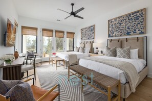 6 chambres, bureau, fer et planche à repasser, lit parapluie