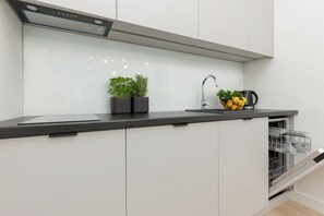 Apartment, 1 Schlafzimmer, Balkon | Eigene Kochnische | Mikrowelle, Wasserkocher, Gefrierschrank, Esstisch