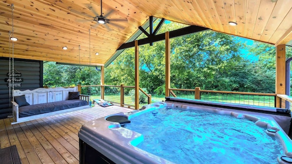 Terrace/patio - Poolside at Autumn Woods: Indoor pool, Theater, and Arcade! (Sevierville)