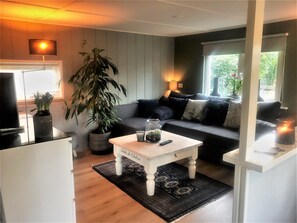 House | Living room - Lovely Wooden Chalet With Garden in Reutum (Reutum)