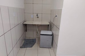 Shower, towels, soap, toilet paper