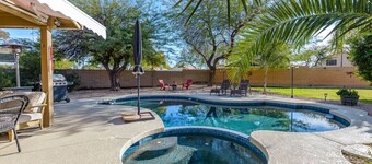 Luxe Desert-Chic 3BR | Heated Pool + Spa | Grill
