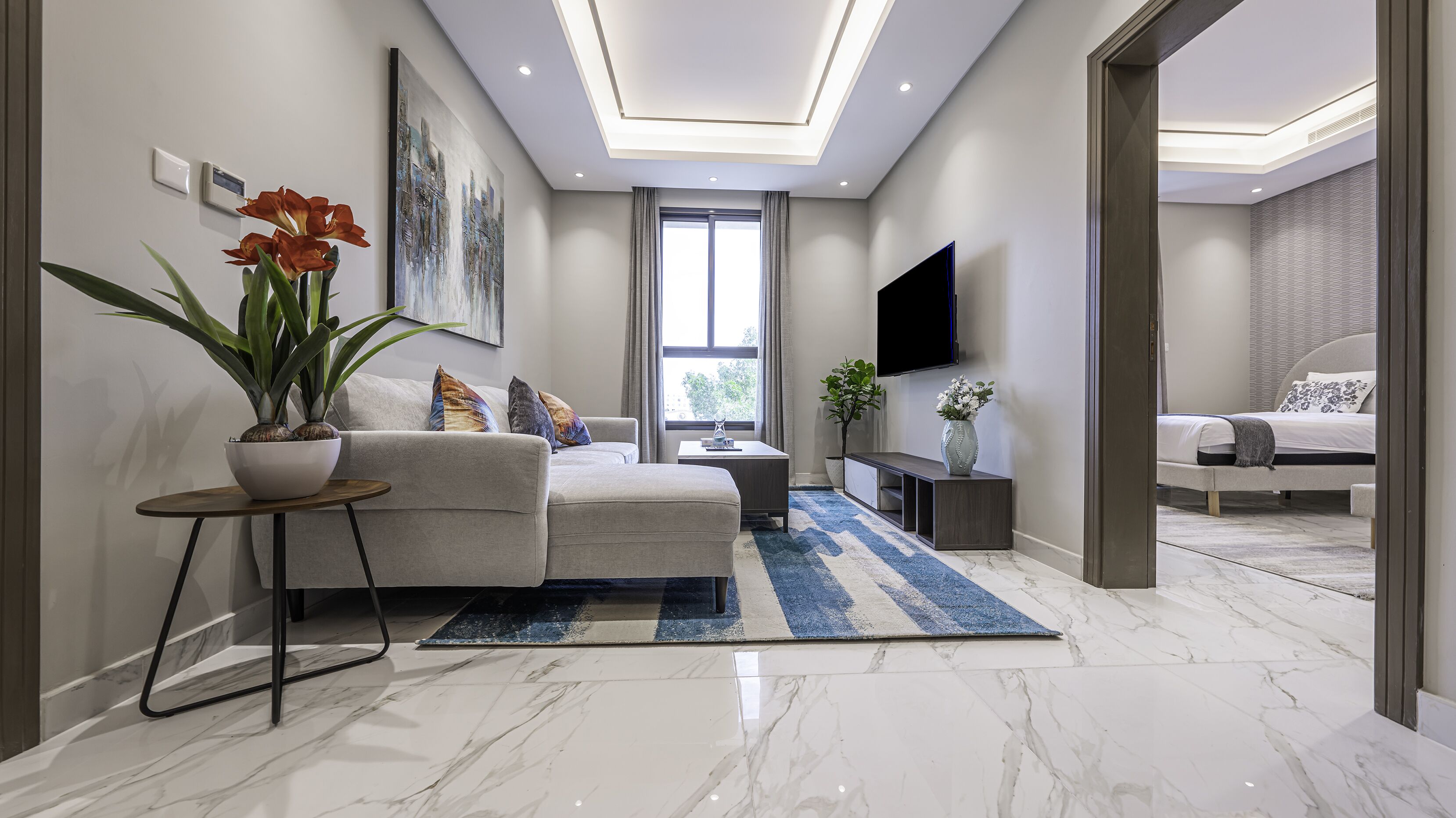 Apartemen, 1 kamar tidur | Area keluarga | Televisi LCD 65-inci dengan saluran TV digital