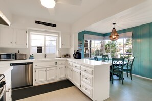 Fridge, microwave, oven, stovetop - West Beach Villas 1 & 2 -  two villa rental (entire property) - 2 blocks to beach! (Santa Barbara)