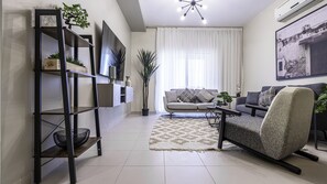 Apartment, 2 Bedrooms | Living area | 50-inch LCD TV with digital channels, TV - Mabaat - AL-Fayhaa - 514 (Jeddah)