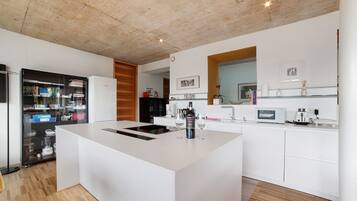 Kühlschrank, Mikrowelle, Herdplatte, Geschirrspüler