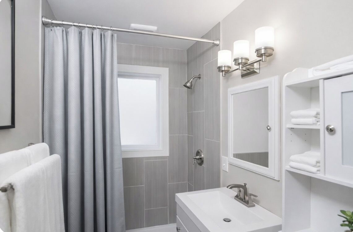 Douche, sèche-cheveux, serviettes fournies