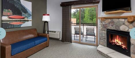 Televisión y chimenea