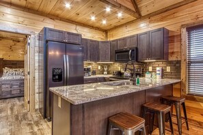 Cabin, 3 Bedrooms | Private kitchen | Fridge, oven, coffee/tea maker, toaster - Ern805- Bearly Believe It! - Great Location! Close To Town And All The Action! 3 Bedroom Cabin by RedAwning (Sevierville)