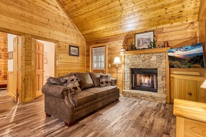 Cabin, 4 Bedrooms | Living area - Er 229 Brief Escape - Great Location Close to Town - 4 BR Cabin by RedAwning (Pigeon Forge)
