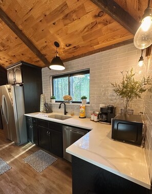 Oven, stovetop, dishwasher, coffee/tea maker