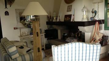 Smart TV, caminetto, tavolo da ping pong, libri