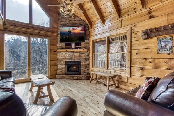 Living area - The Wildlife Lodge - Great Location! Close To Tanger Outlets! 5 Bedroom Cabin by RedAwning (Sevierville)