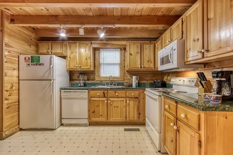 小屋, 2 间卧室 | 私人厨房 | 冰箱、烤箱、茶具/咖啡用具、烤面包机