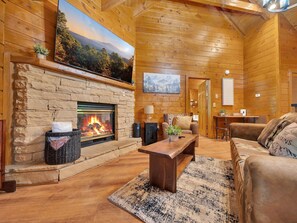 Cabane, 2 chambres | Coin séjour | TV connectée