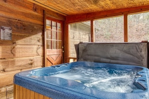 Cabin, 2 Bedrooms | Outdoor spa tub - Er46 - Cherith Brook - Great Location. Just Across From Swimming Pool! 2 Bedroom Cabin by RedAwning (Pigeon Forge)