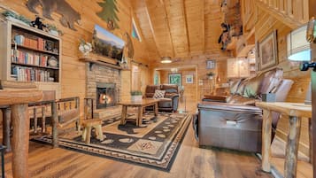 Cabin, 5 Bedrooms | Living area | Smart TV