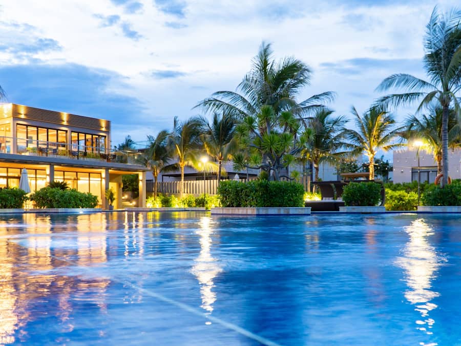 Indoor pool, outdoor pool, pool umbrellas, sun loungers