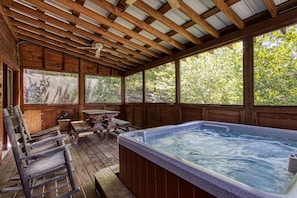 Indoor spa tub - Cinema Falls - Great Location! - Convenient To Everything! 5 Bedroom Cabin by RedAwning (Pigeon Forge)
