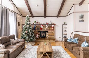 Smart TV, fireplace, video games