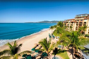 On the beach, beach towels